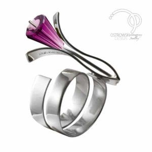 Bague petite lily en argent et Swarovski améthiste de Ostrowski Design