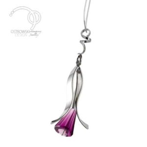 collier lily small en argent et Swarovski améthiste de Ostrowski Design