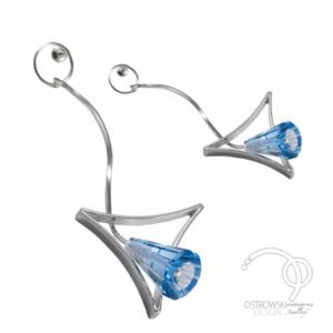boucles d'oreilles longues originales STAR3 en argent et Swarovski