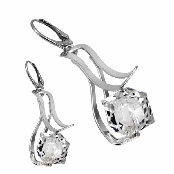 original TWIST earrings by Ostrowski Design in silver and Swarovski crystal