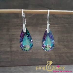 Bijoux argent rhodié : Boucles "Larmes" violettes en cristal de Swarovski de SPARK