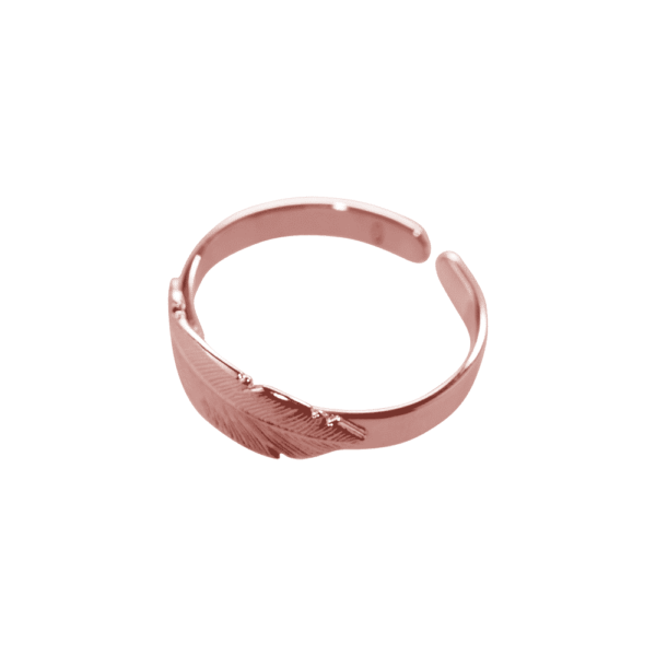 silver plated pink gold feather ring of L'avare