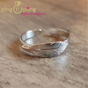 Bague plume en argent rhodié L'avare