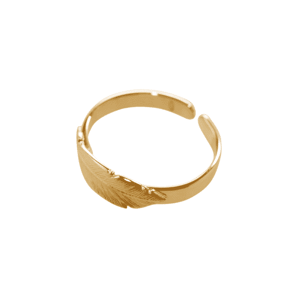 vermeil feather ring: silver plated gold of L'avare