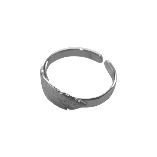 bague plume noire en argent plaqué ruthénium de l'avare