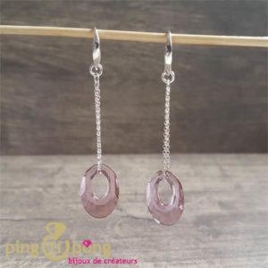 Boucles ellipse rose Swarovski SPARK