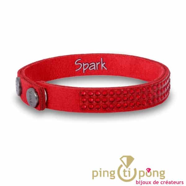 Bracelet alcantara and red Spark crystals