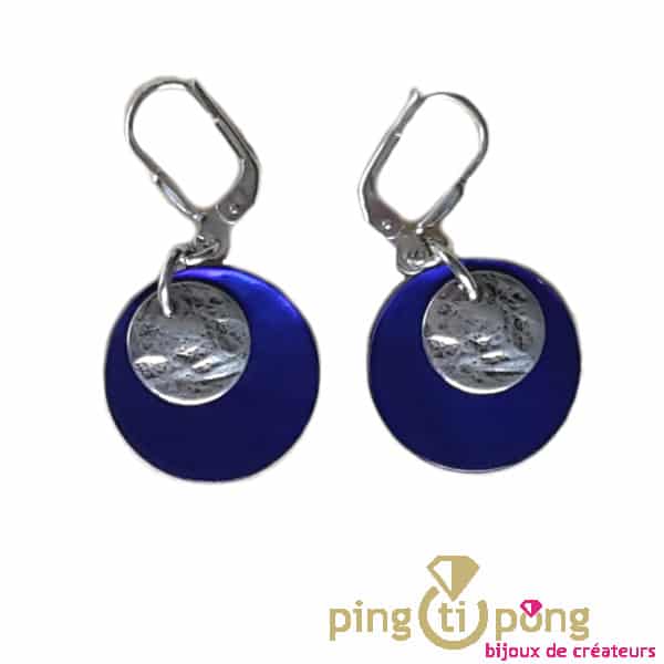 Boucles médailles bleu électrique de La Petite Sardine