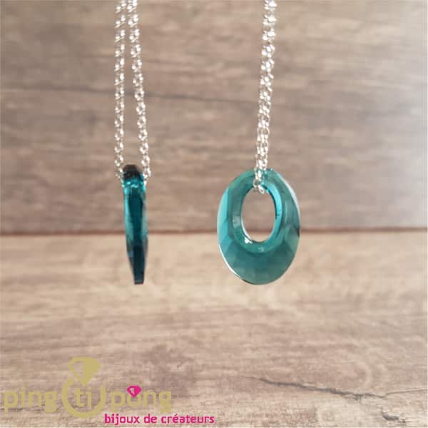 Turquoise ellipses in Swarovski® crystal and rhodium-plated silver from SPARK