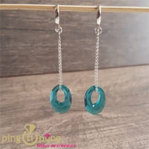 Bijoux originaux : ellipse en Swarovski® sur chaînette en argent rhodié de SPARK