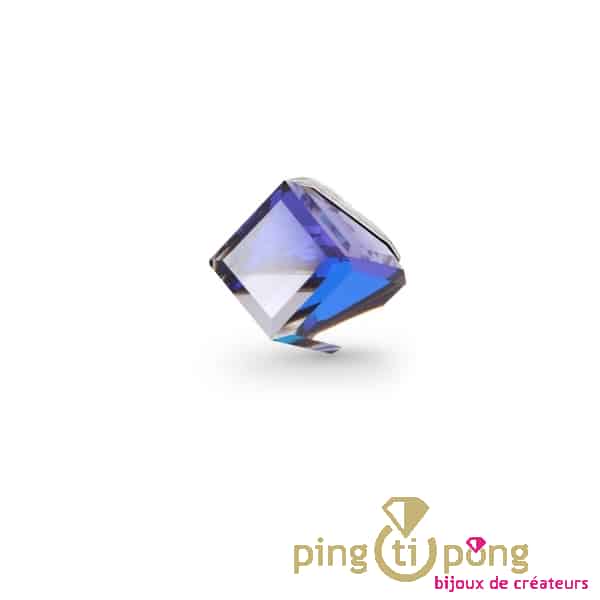 Pendentif en argent et cristal de Swarovski diamant aux reflets bleus