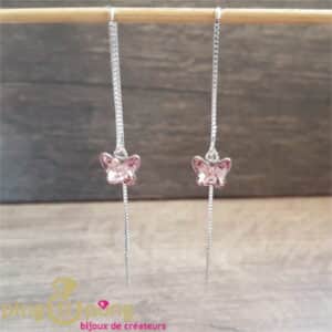 Bijoux originaux : Boucles longues papillon rose de SPARK