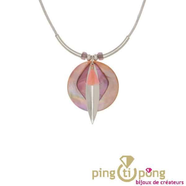 Necklace La Petite Sardine in mother-of-pearl and leather