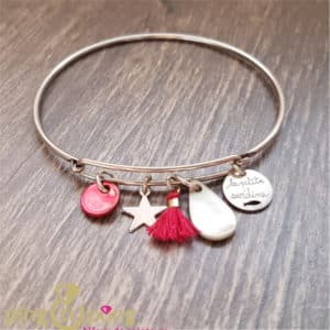 bIJOU ORIGINAL / bRACELET JONC ET PAMPILLES FUCHSIA la petite sardine