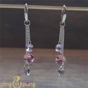 Bijoux originaux : Boucles rugiada rose en argent et Swarovski de SPARK