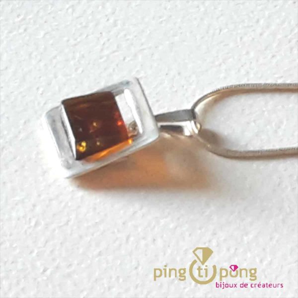 Necklace amber and silver Ostrowski