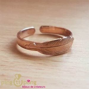 Bague plume en vermeil rose L'avare