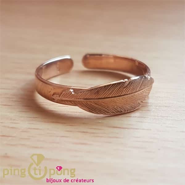 Feather ring in pink vermeil L'avare