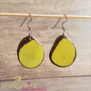 Bijoux nature : Boucles tagua verte GREENAGE