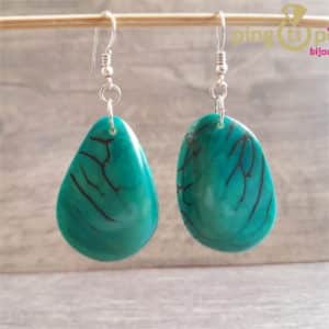 Bijoux nature : Boucles en noix de tagua turquoise de GREEN-AGE