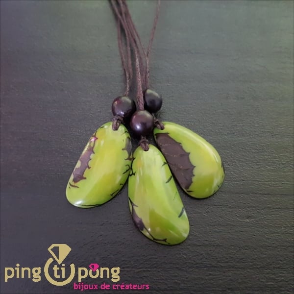Collier ivoire naturel vert brillant GREENAGE