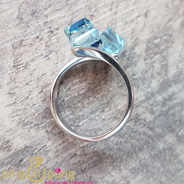 Silver jewelry rhodium plated : Ring blue cubes by SPARK