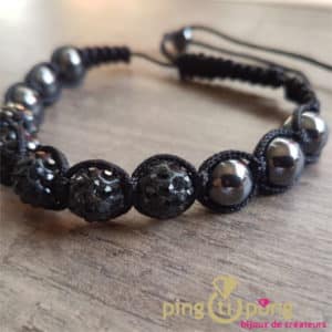 Shamballa : perles en strass noir et anthracite de Pingtipong