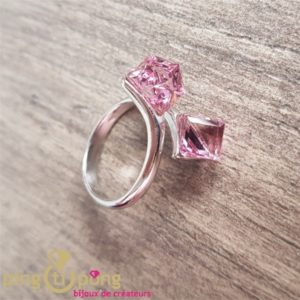 Bijoux en argent : Bagues en Swarovski® roses de SPARK