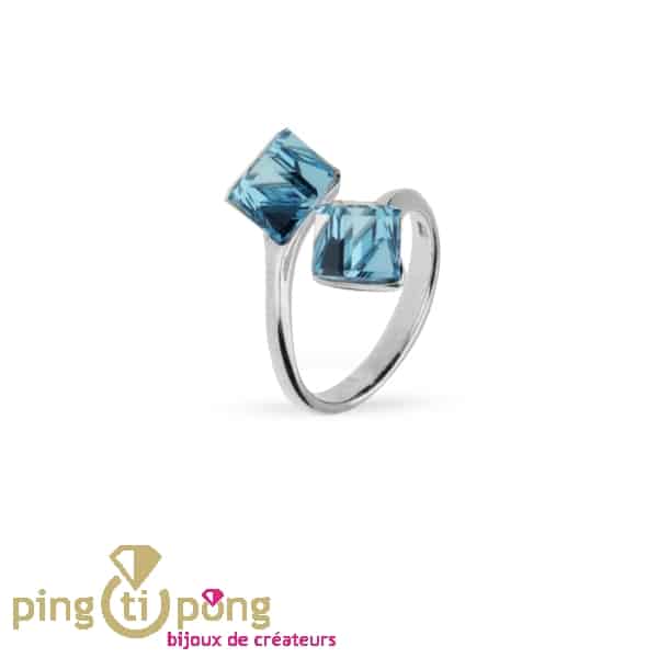 Bague SPARK cubes bleu