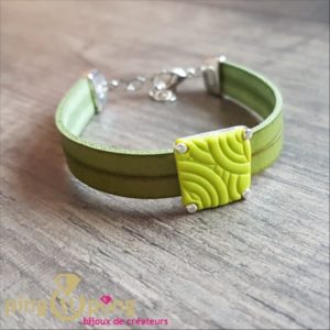 Bijou artisanal : Bracelet cuir et pate Fimo de Pastacuita