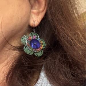 Bijoux artisanaux : boucles fleurs bleu de 50oneShot