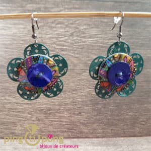 Bijoux originaux : Boucles boutons bleu de PINGTIPONG