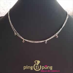 BIjou original : Collier ras le cou en argent rhodié et pierres naturelles CANYON