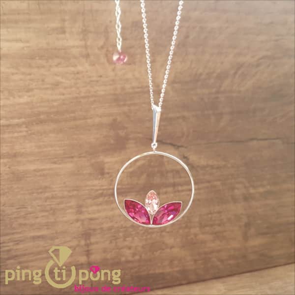 Swarovski Jewelry: LOTUS pink necklace from SPARK in silver