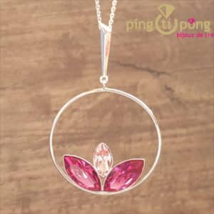 Bijou original : Collier LOTUS en argent rhodié et cristaux de Swarovski de SPARK