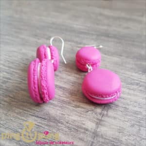 Bijou artisanal : Boucles macaron rose PINGTIPONG
