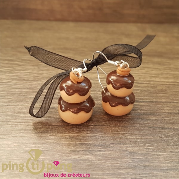 Original jewelry : Chocolate cakes earrings PINGTIPONG