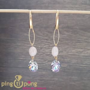 Bijoux artisanaux : Boucles or et quartz rose de SPARK