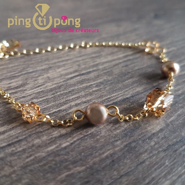 Bijou or : Bracelet cubes et perles de SPARK