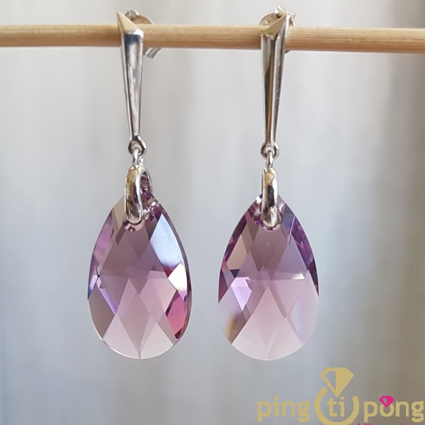 Bijoux priginaux : Boucles cristal rose de SPARK
