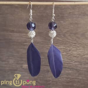 Bijoux originaux : Boucles plumes bleues 50 oneShot