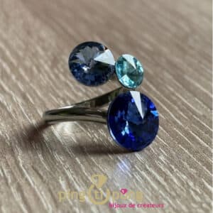 Bijou original : bague 3 bonbon en cristal de Swarovski et argent de SPARK