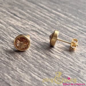 Bijoux originaux : puces en acier inox et cristaux de Swarovski® or de SPARK