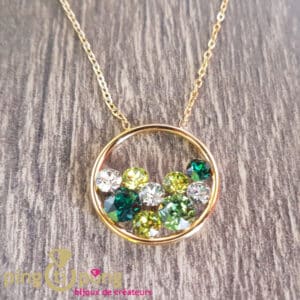 Collier de créateur en inox doré et cristaux de luxe