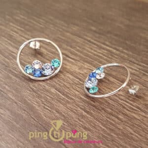 Bijoux originaux : anneau inox et cristaux de Swarovski bleu de SPARK