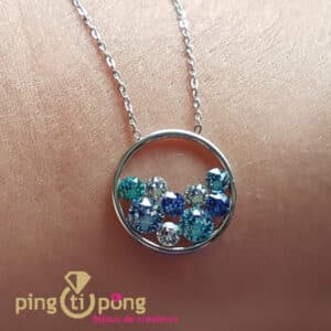 Bijou original : collier inox et cristaux de Swarovski bleu