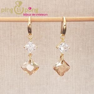 Bijoux originaux : boucles d'oreilles or, argent et cristaux de Swarovski de SPARK